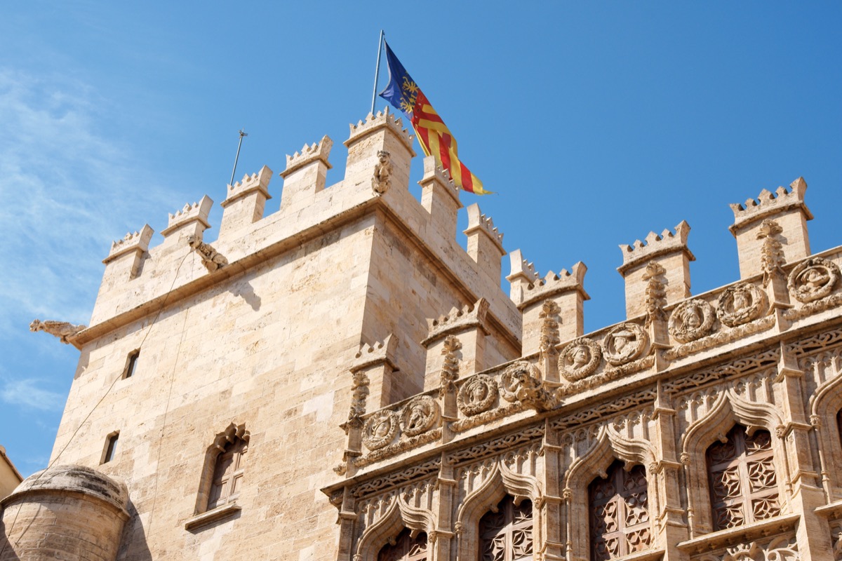 Tower and late-Gothic facade of the Lonja de la Seda